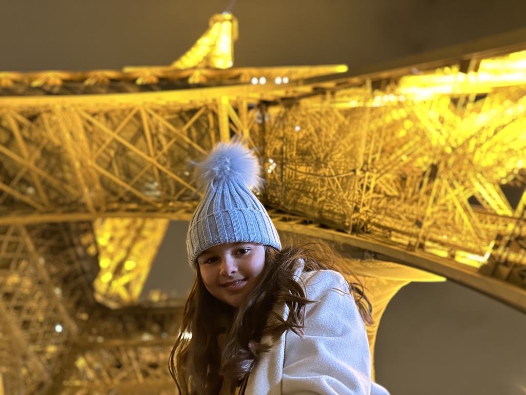 Eiffel tower tickets happy girl