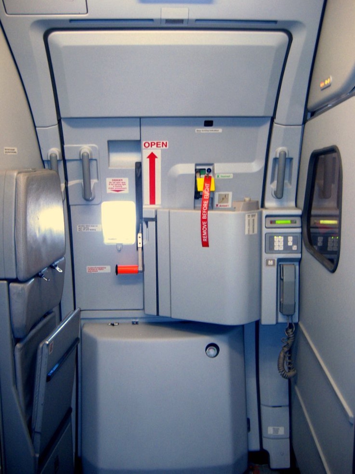 an airplane door with a door open