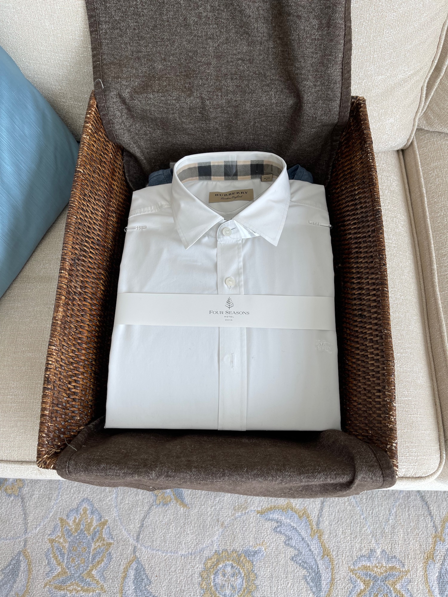 a white shirt in a basket