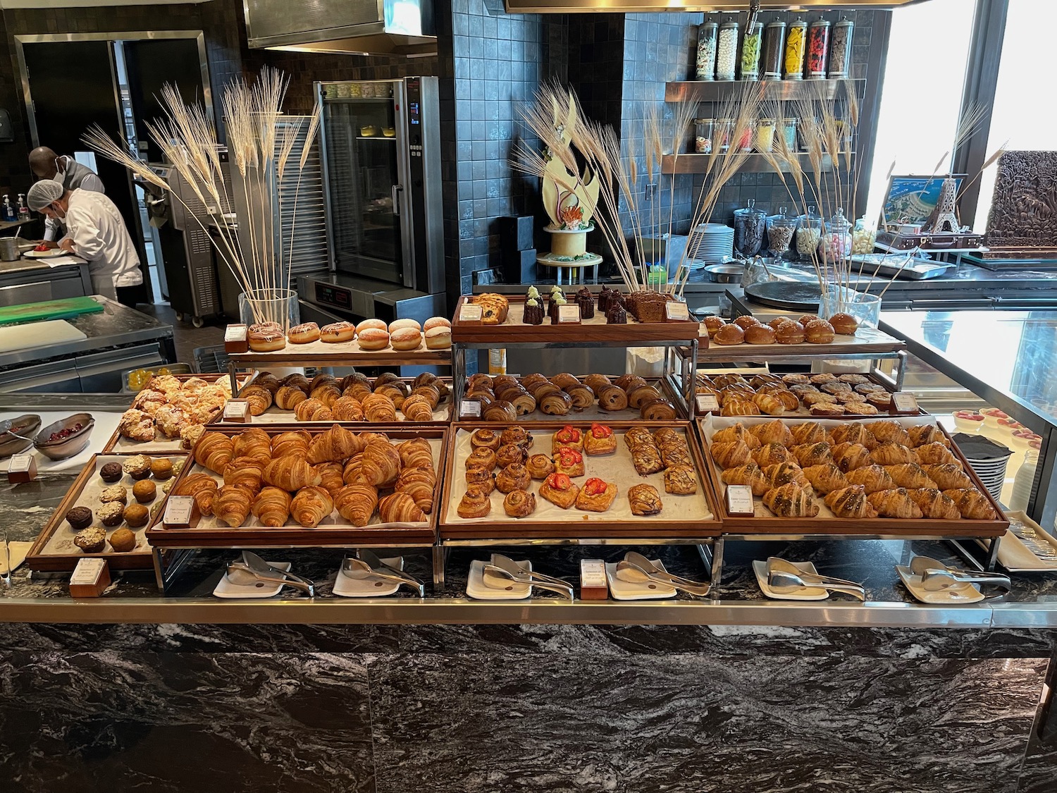 a display of pastries and pastries