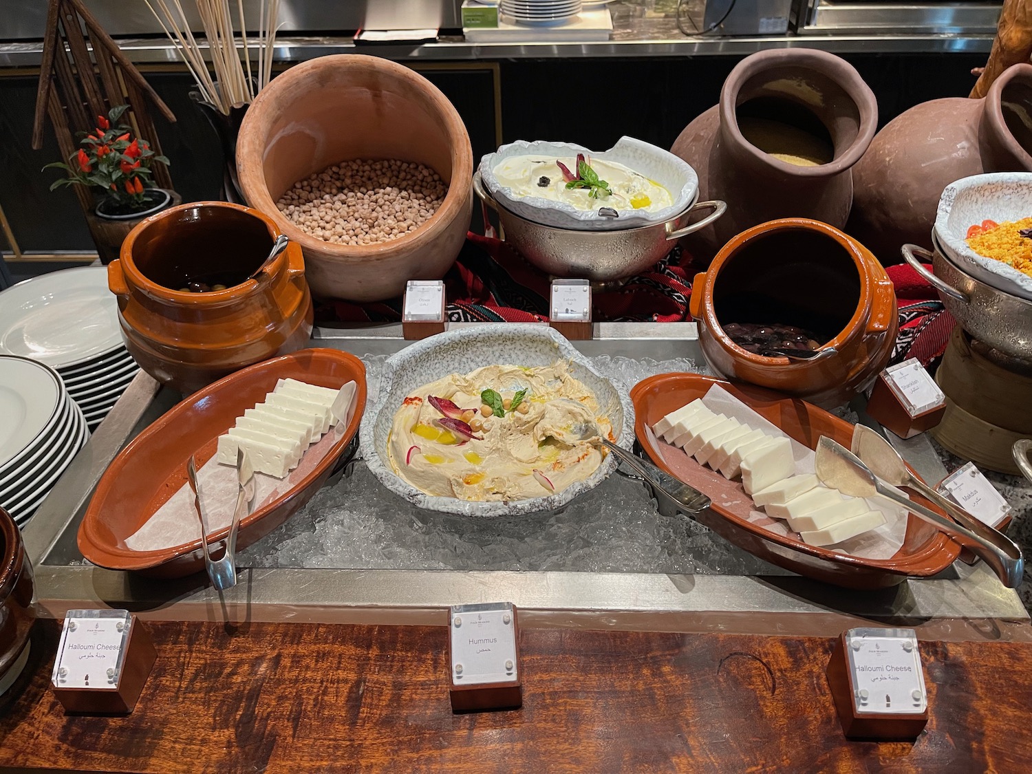 a table with bowls of food