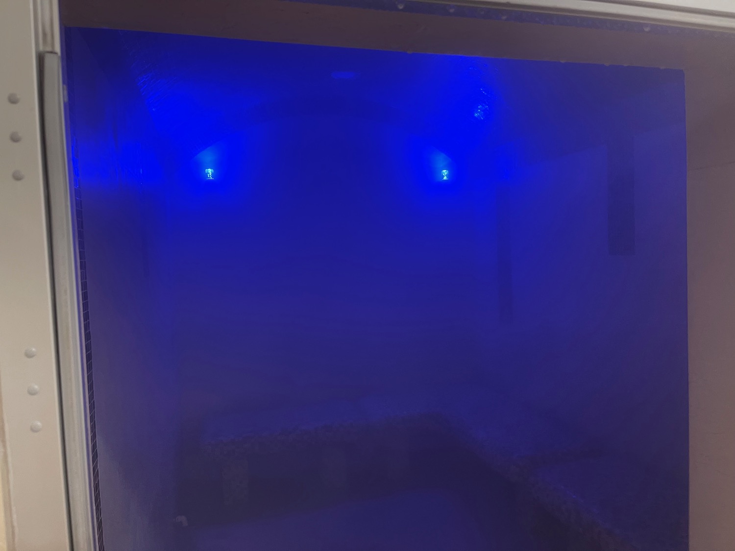 a blue light in a room