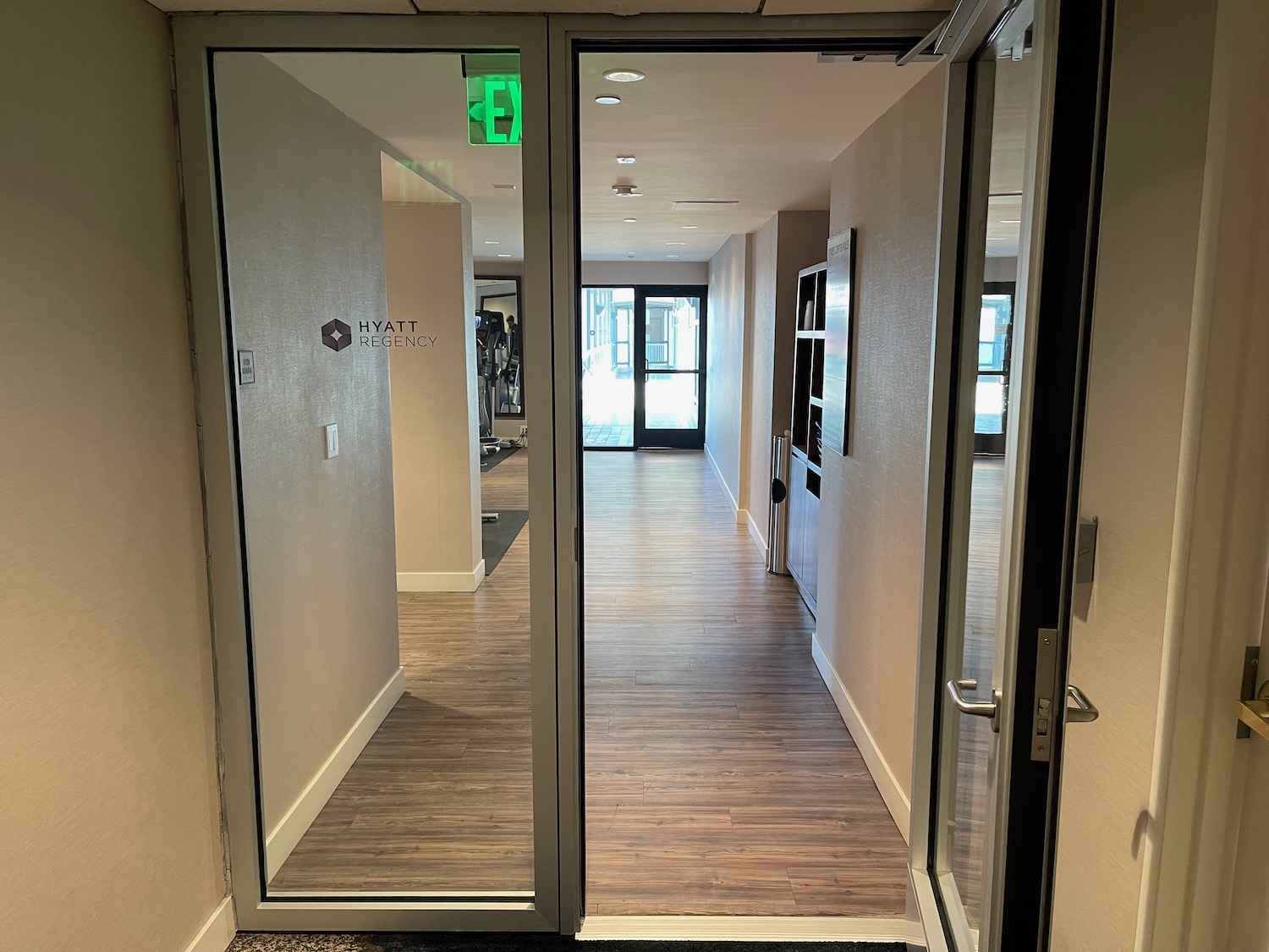 a glass doors in a building