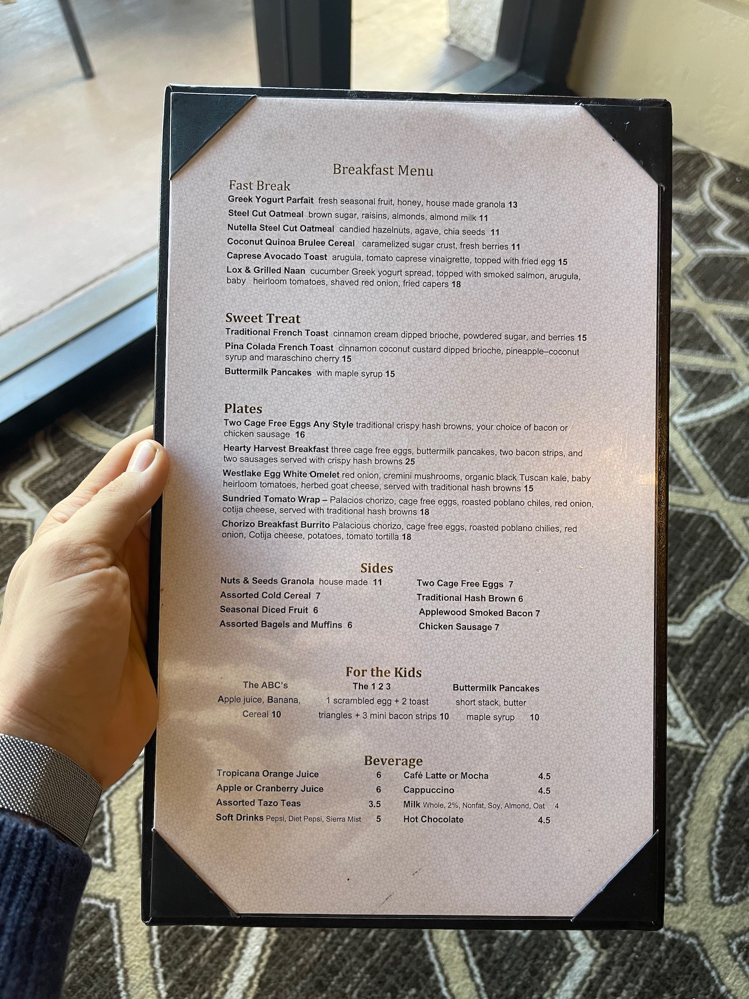 a hand holding a menu