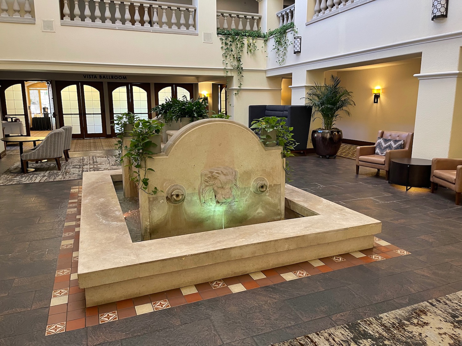 a fountain in a building