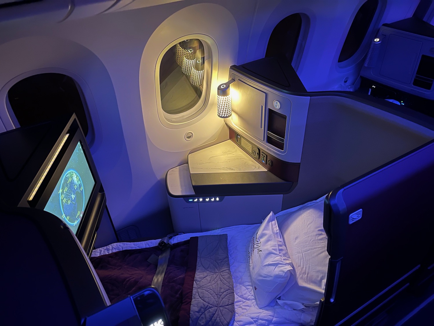 a bed in a plane