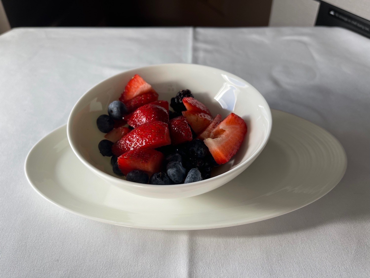 a bowl of fruit on a plate