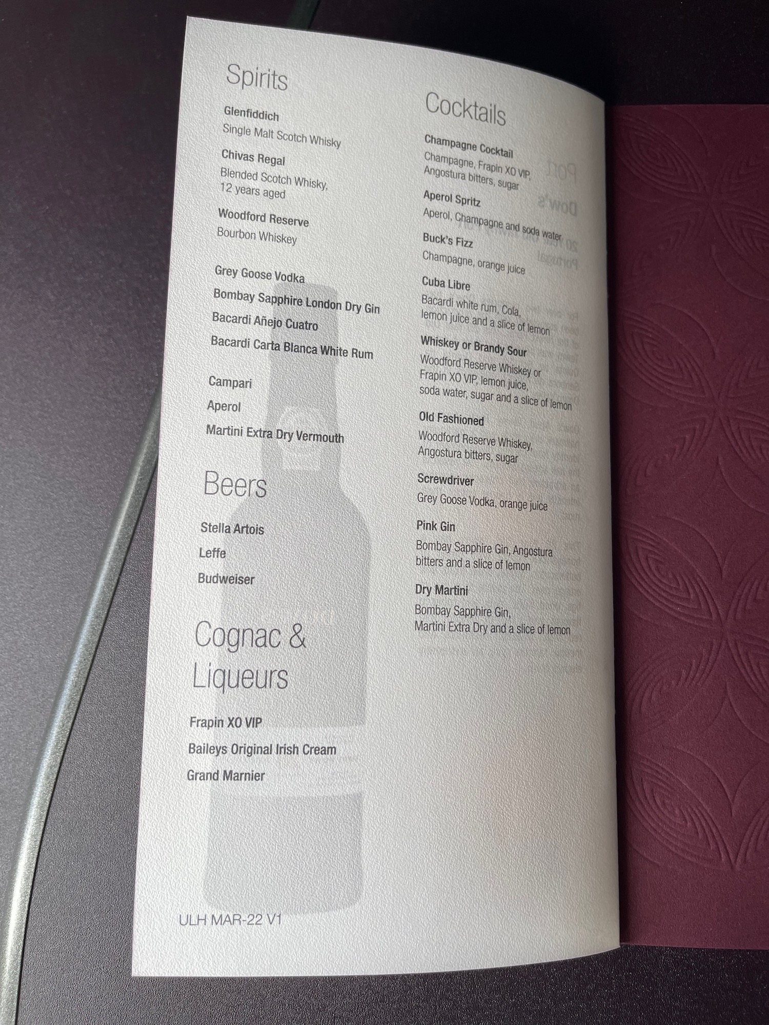 a menu on a table