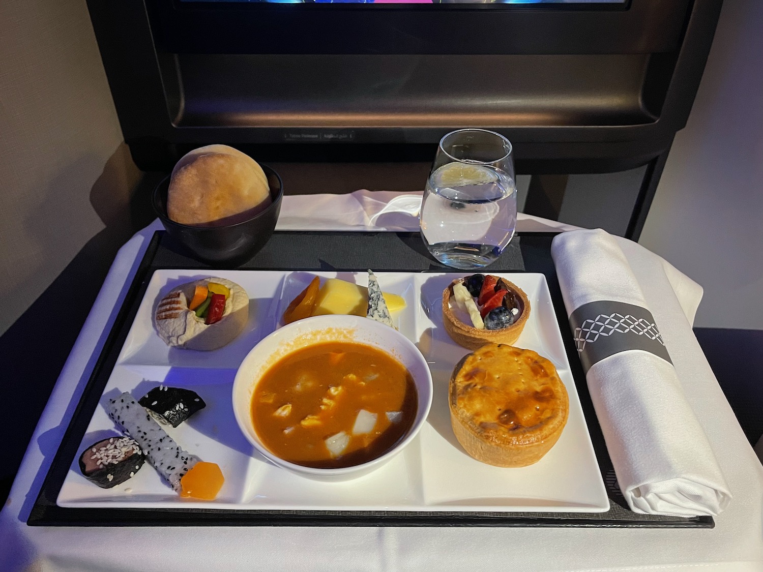 a tray of food on a table