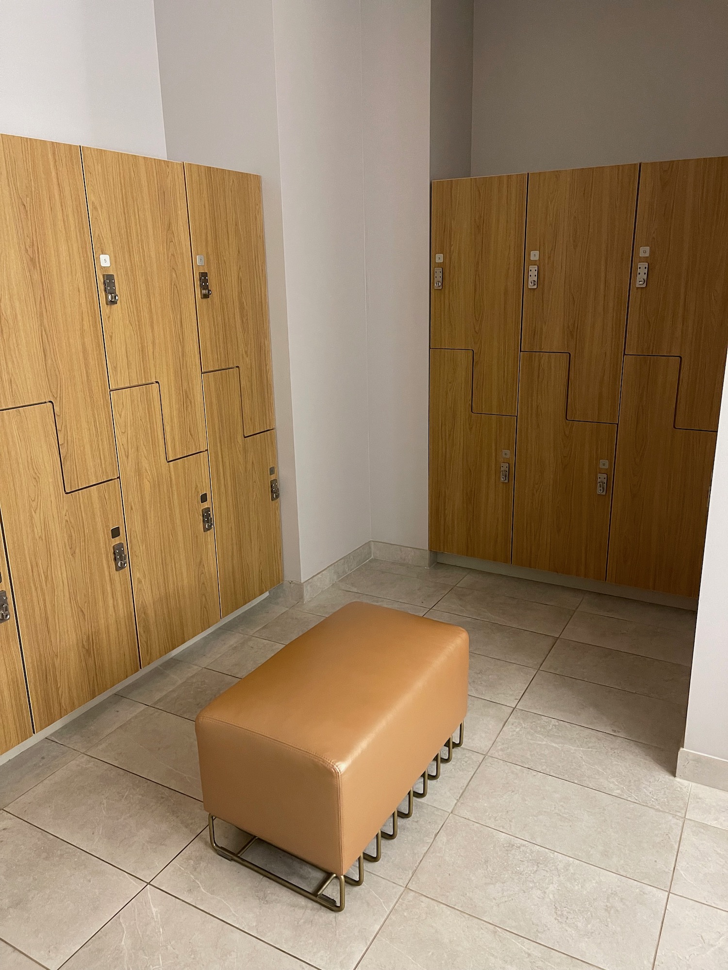 a stool in a locker room