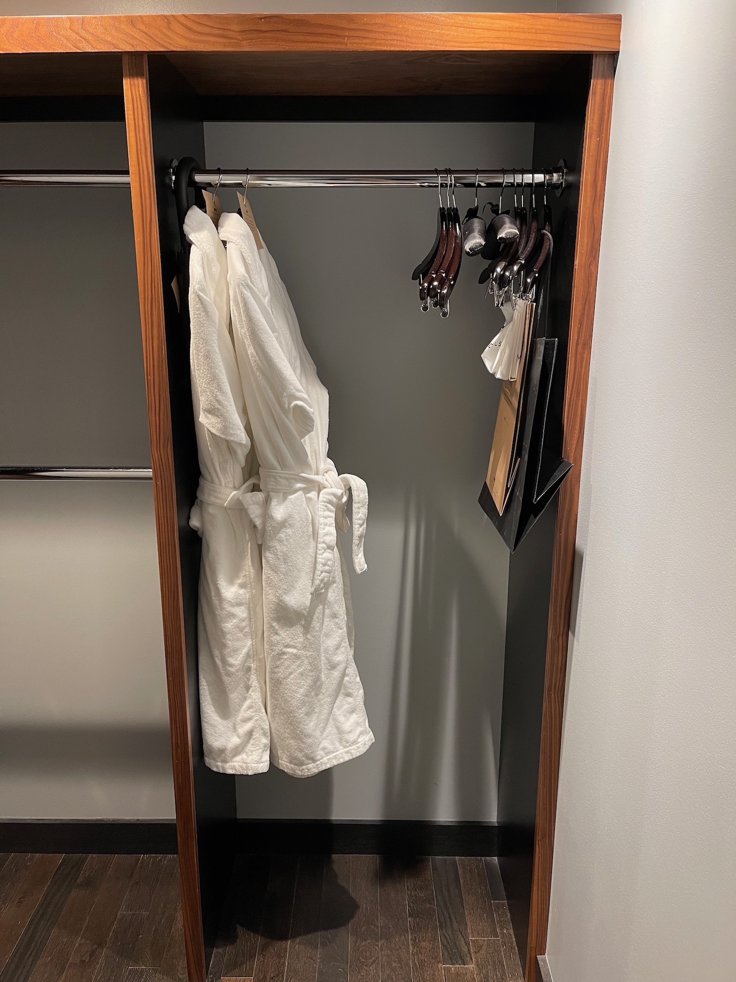 a white robe from a rack