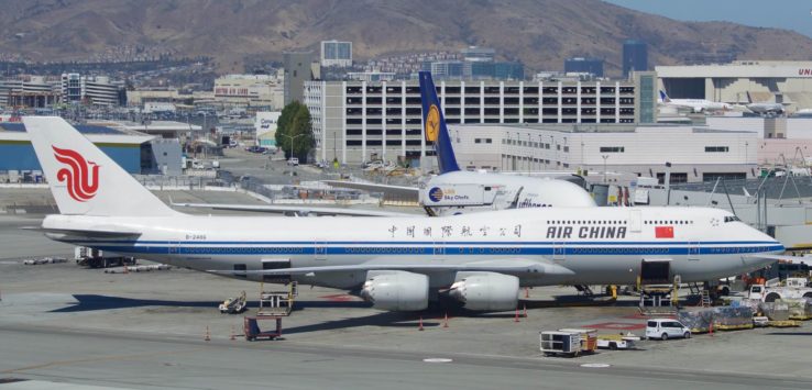 an airplane parked on a runway