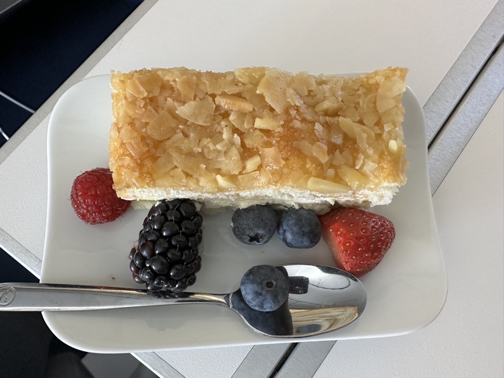 lufthansa business class munich miami bee sting cake