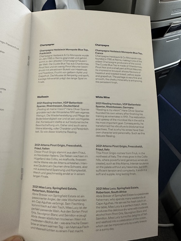 lufthansa business class munich miami menu 3