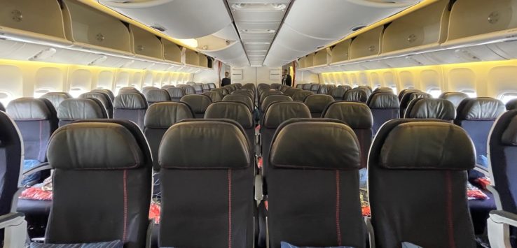 a row of seats in an airplane