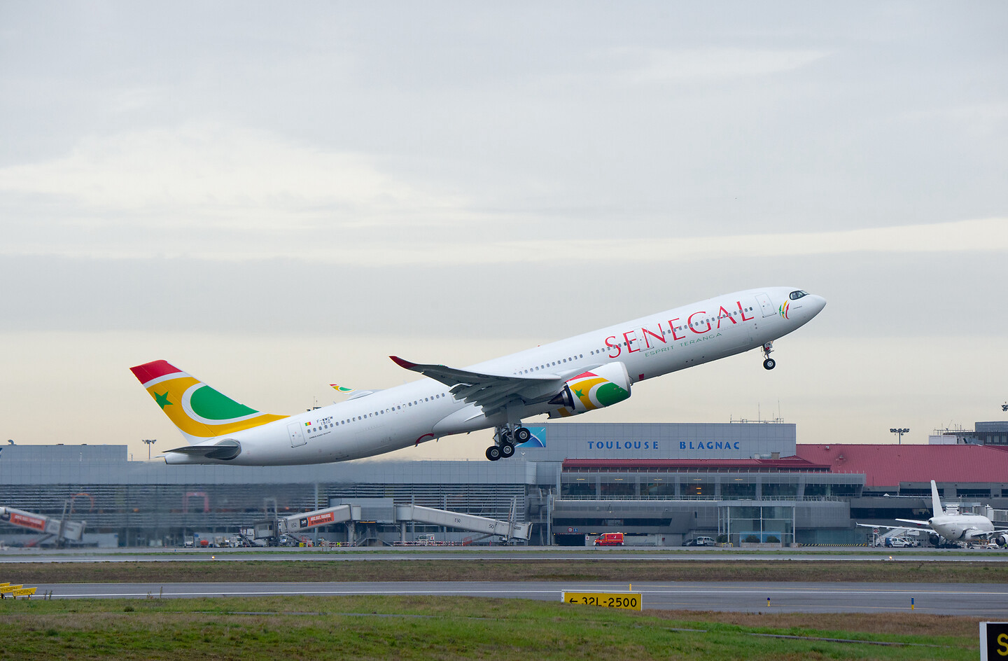 a large airplane taking off