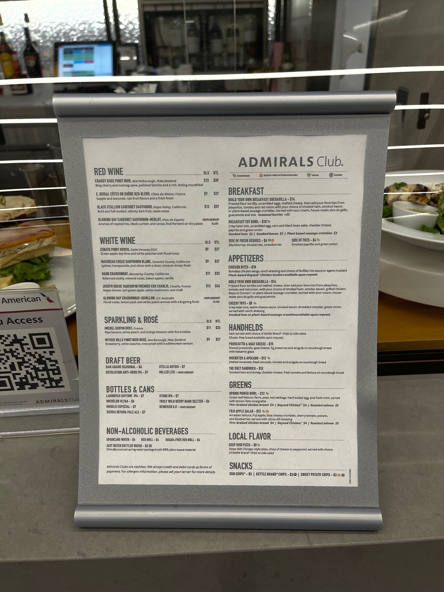 a menu on a table