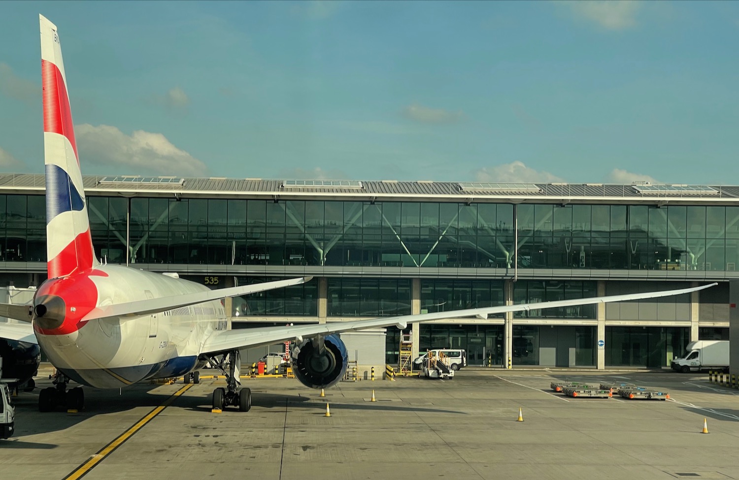 a plane parked at an airport