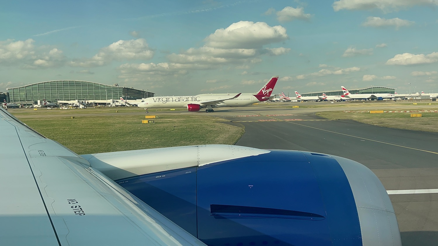 a plane on the runway