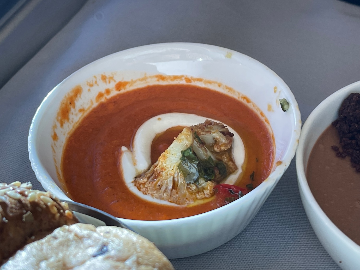 a bowl of soup with a spoon