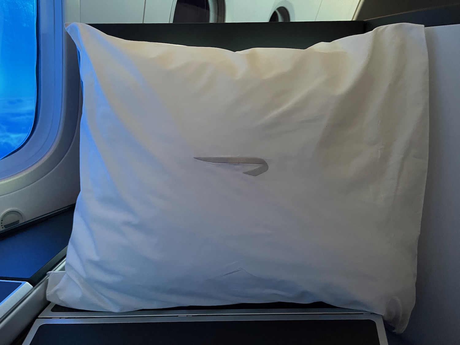 a pillow on a plane