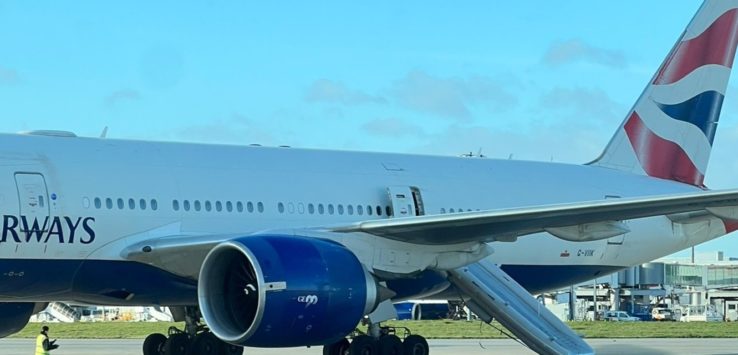 a large airplane on the runway