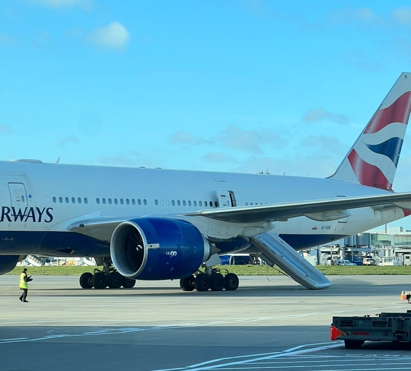 a large airplane on the runway