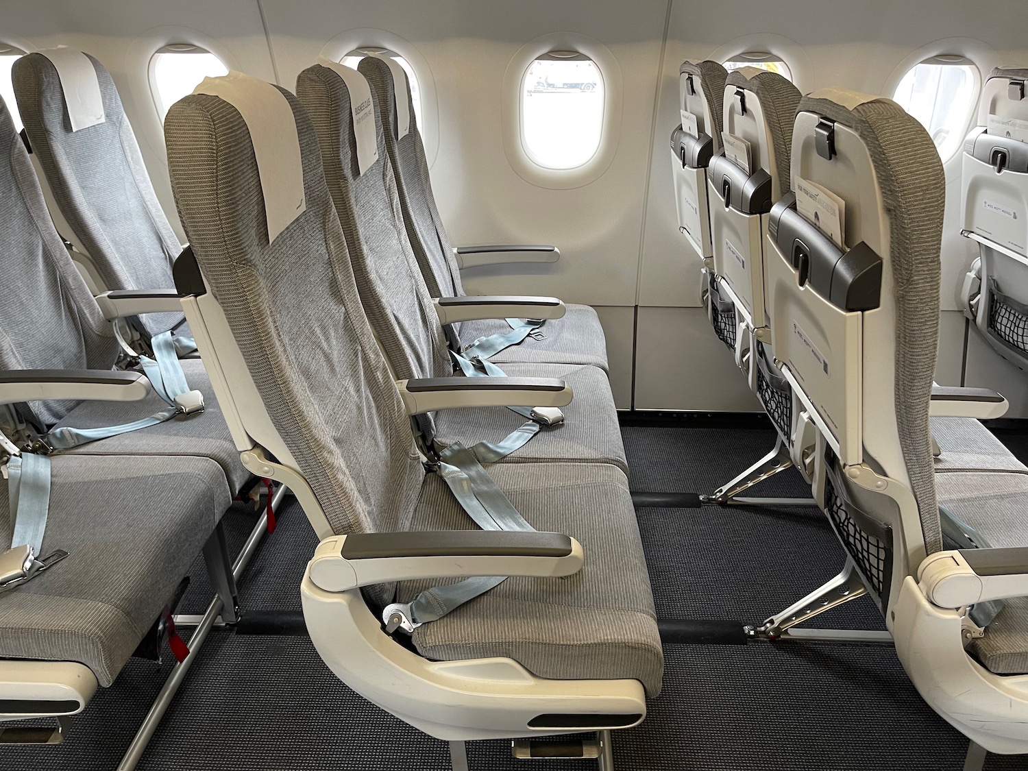 a row of seats in an airplane