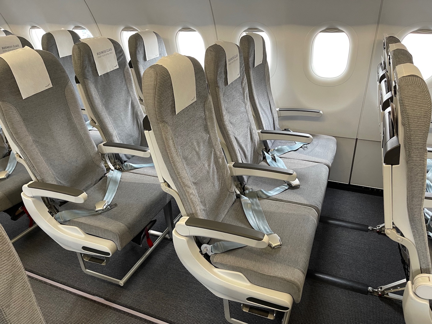 a row of seats in an airplane