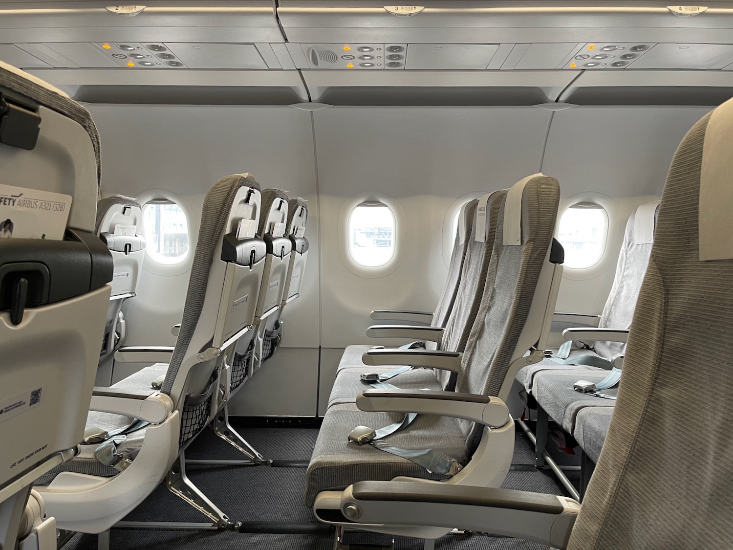 an airplane with seats and windows