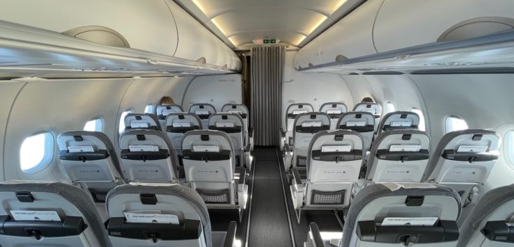 an airplane with rows of seats