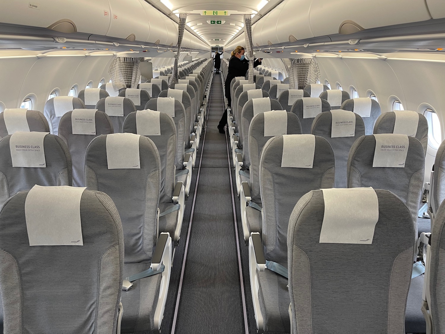 a row of seats on an airplane