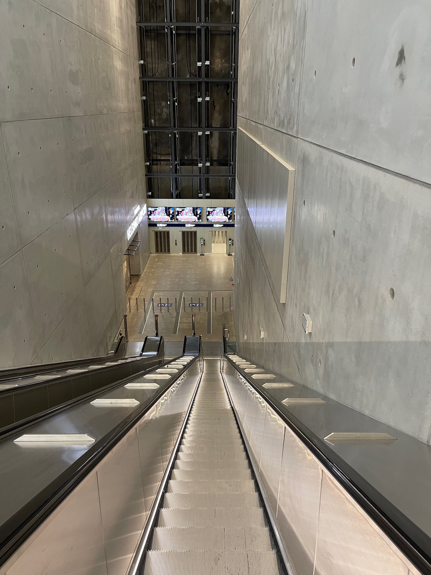 an escalator in a building