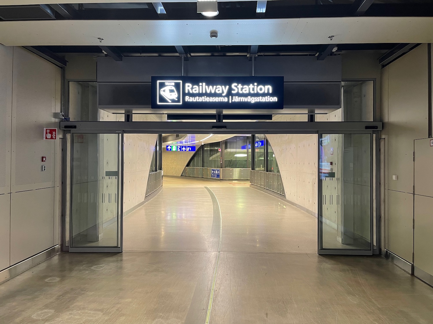 a subway station with glass doors