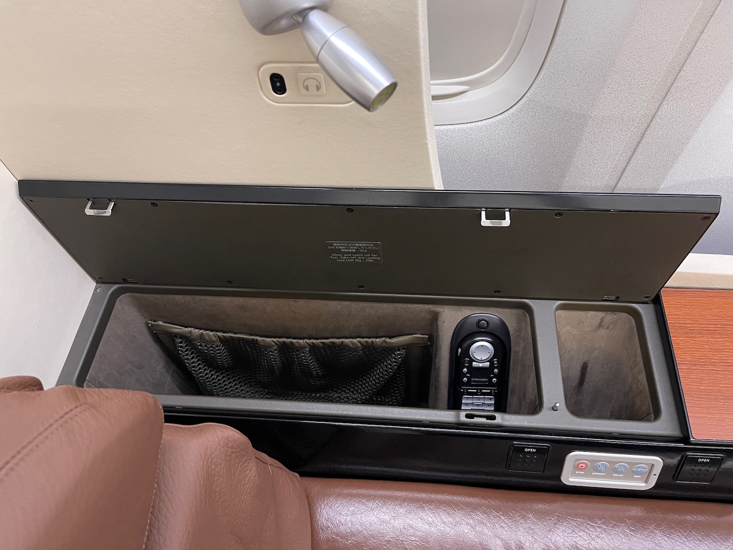 a phone in a compartment