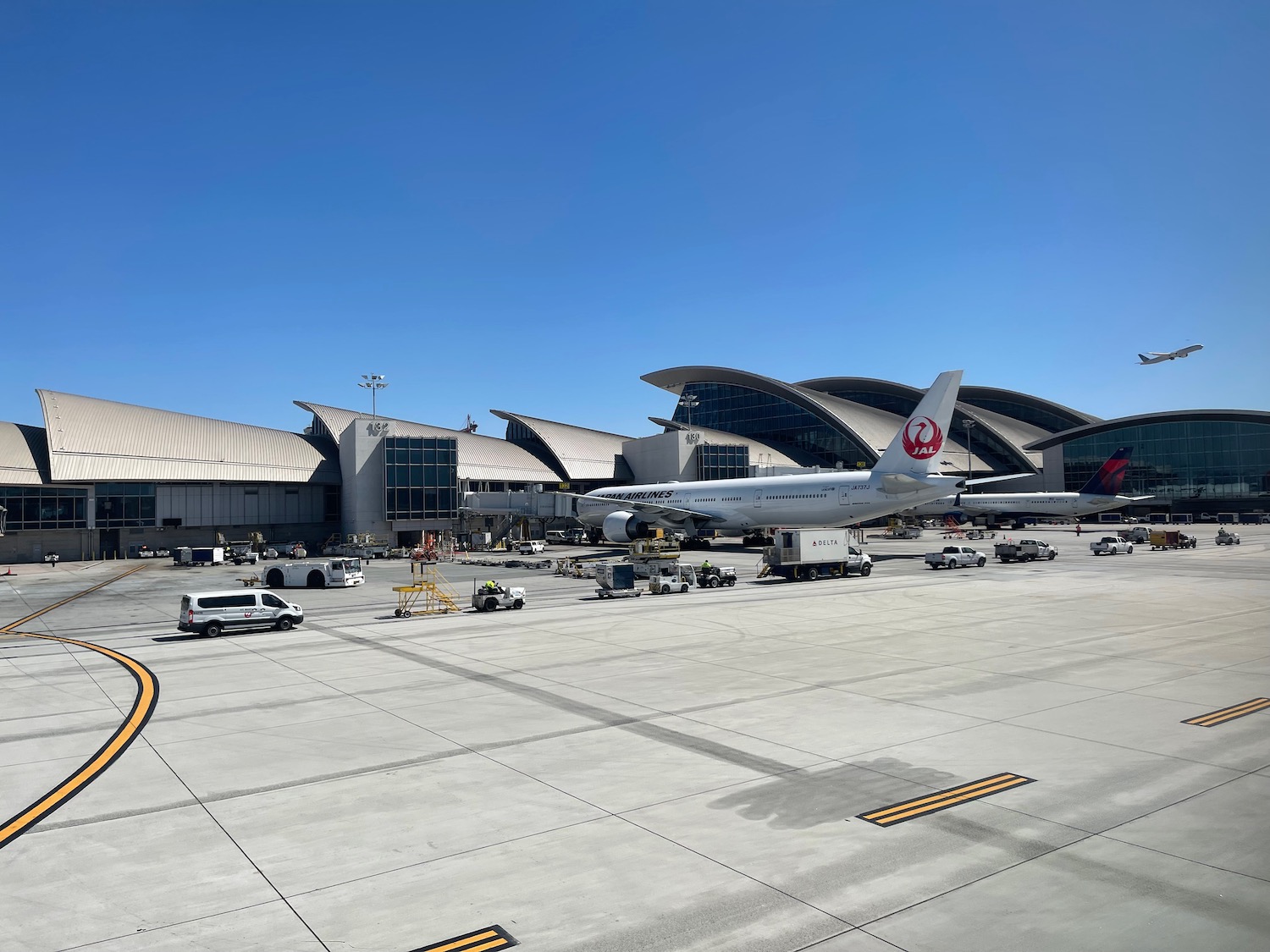 an airplane parked in a terminal