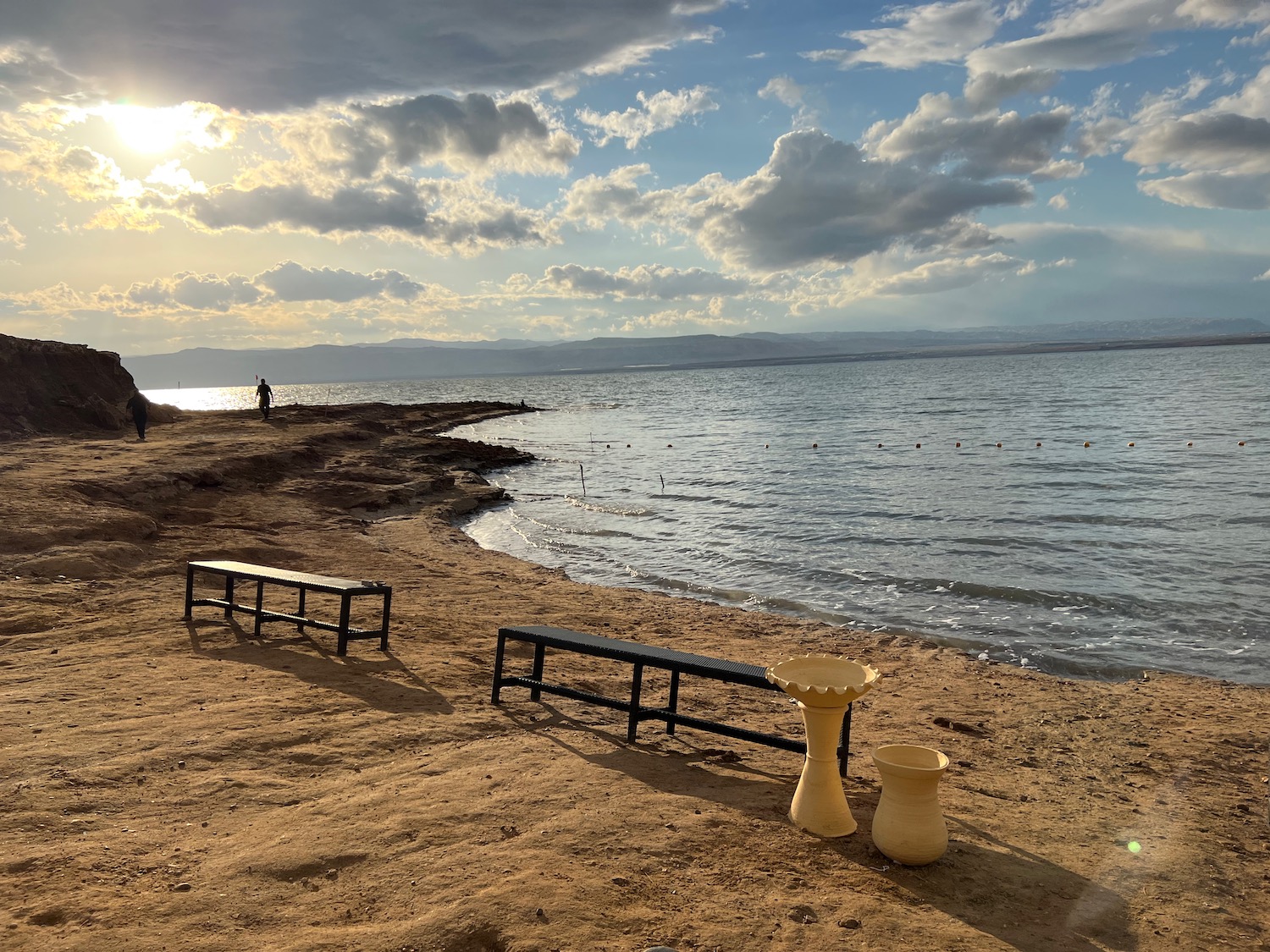 a bench on a beach