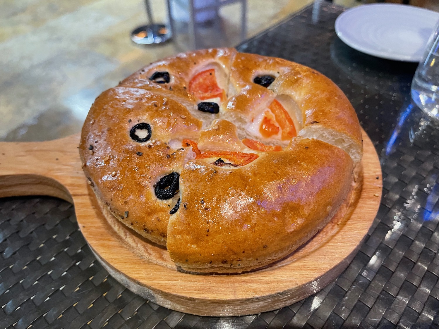 a bread on a wooden board