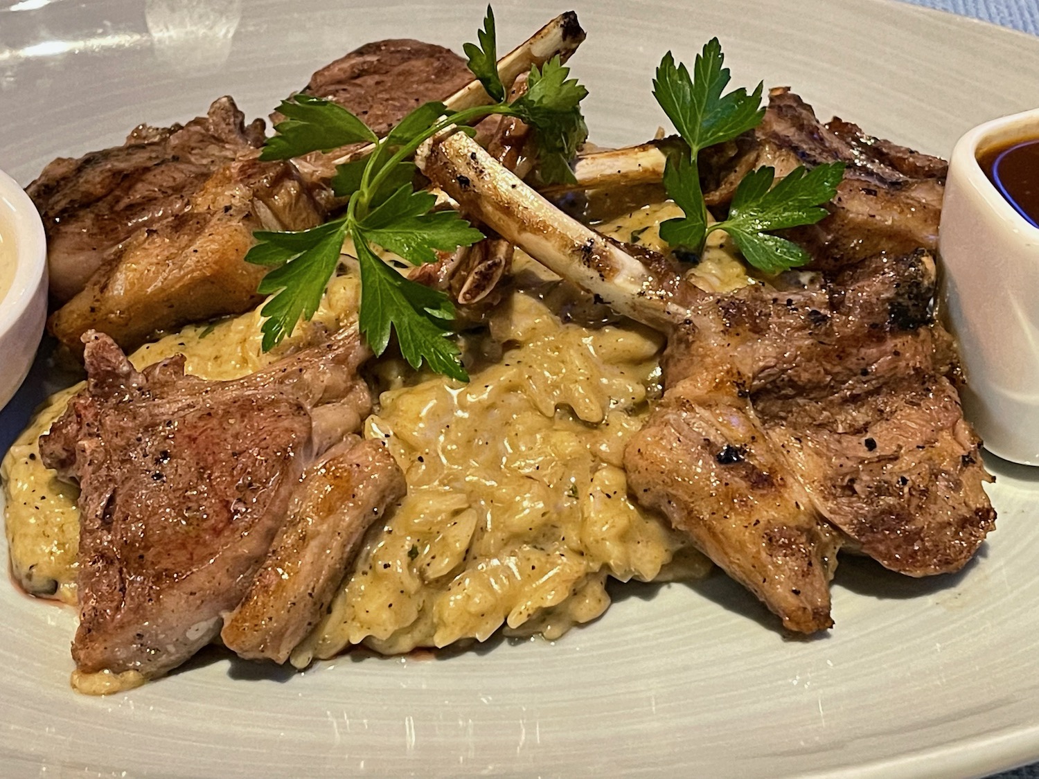 a plate of food on a white plate