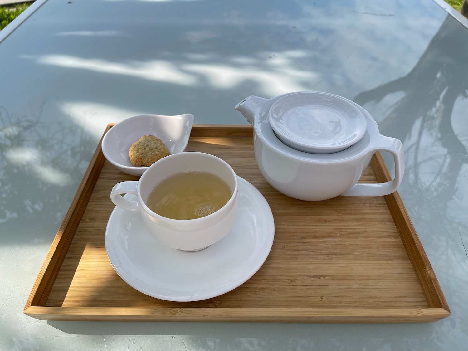 a tea set on a tray