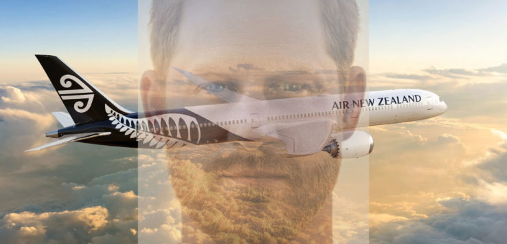 a man's face with a plane over his face