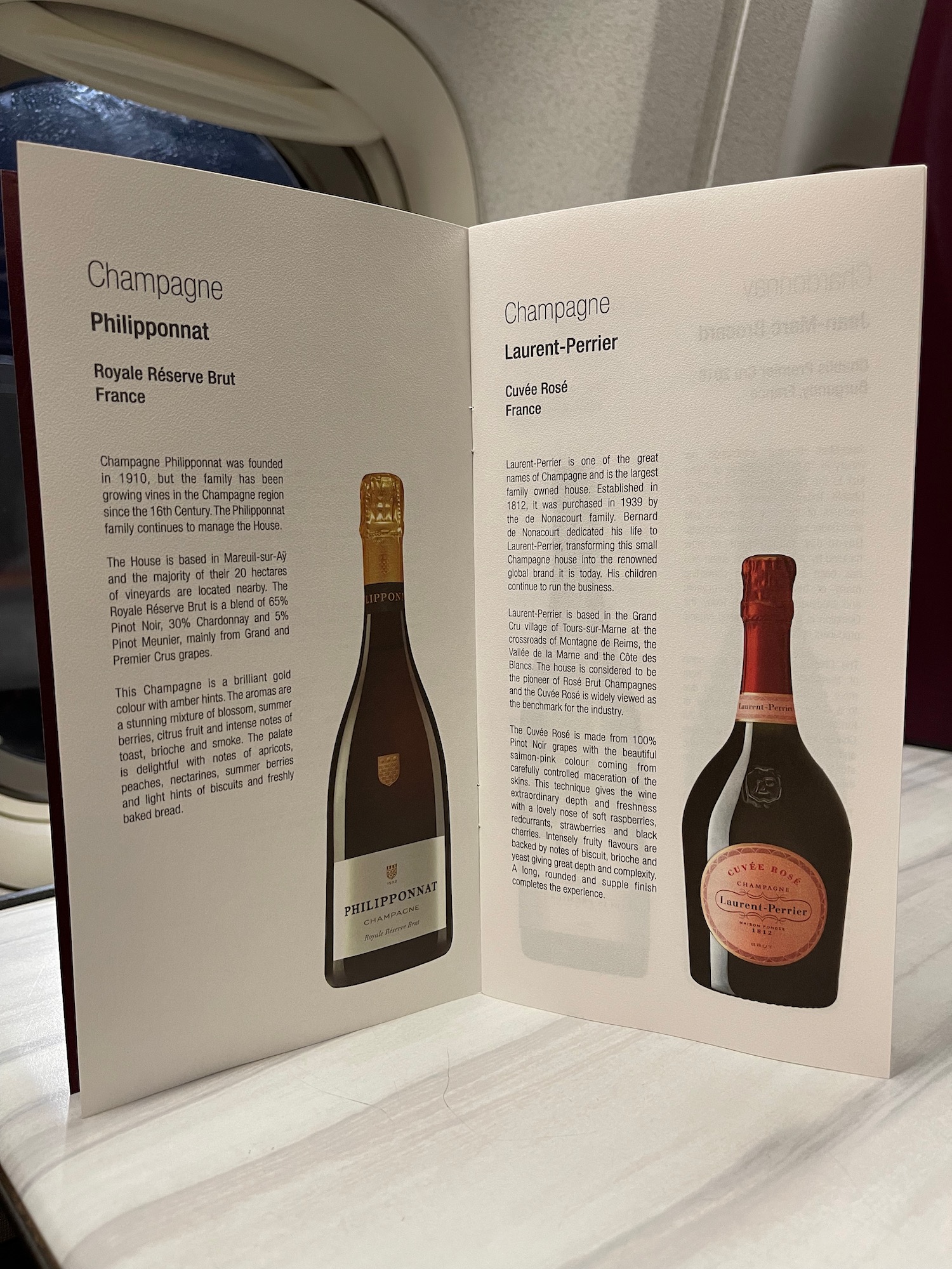 a menu with a picture of wine bottles