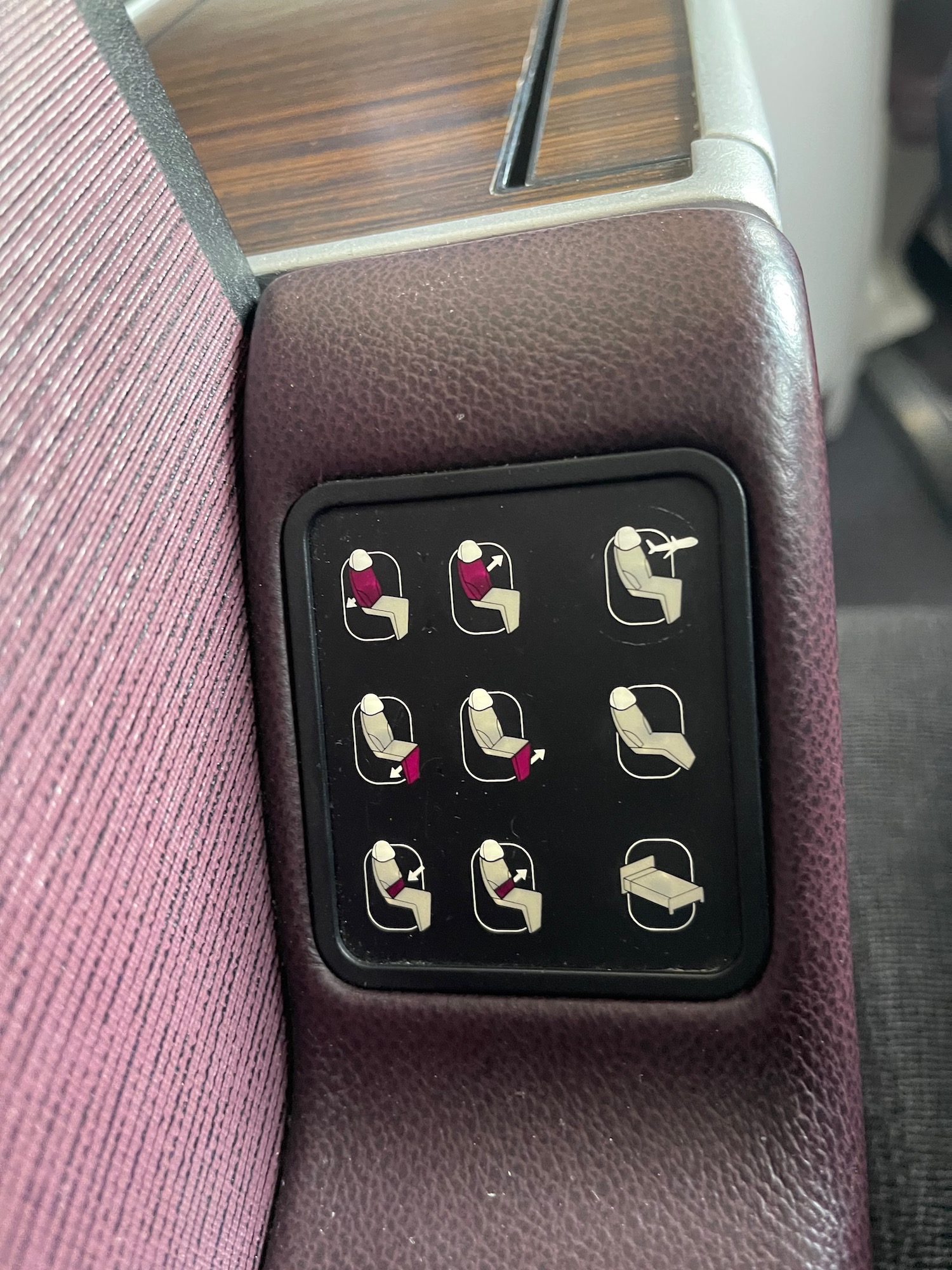 a seat control panel on a seat