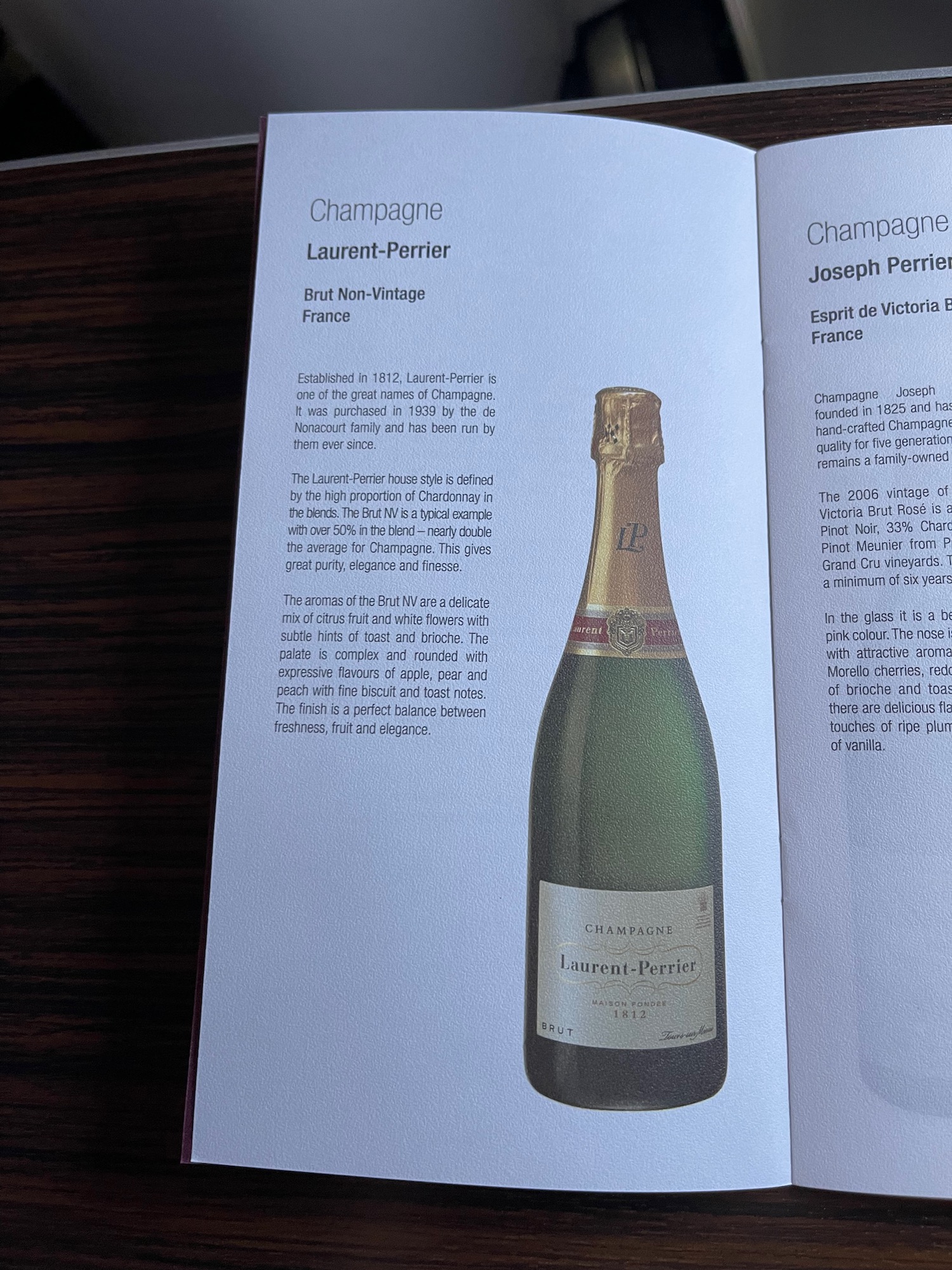 a menu of a champagne bottle