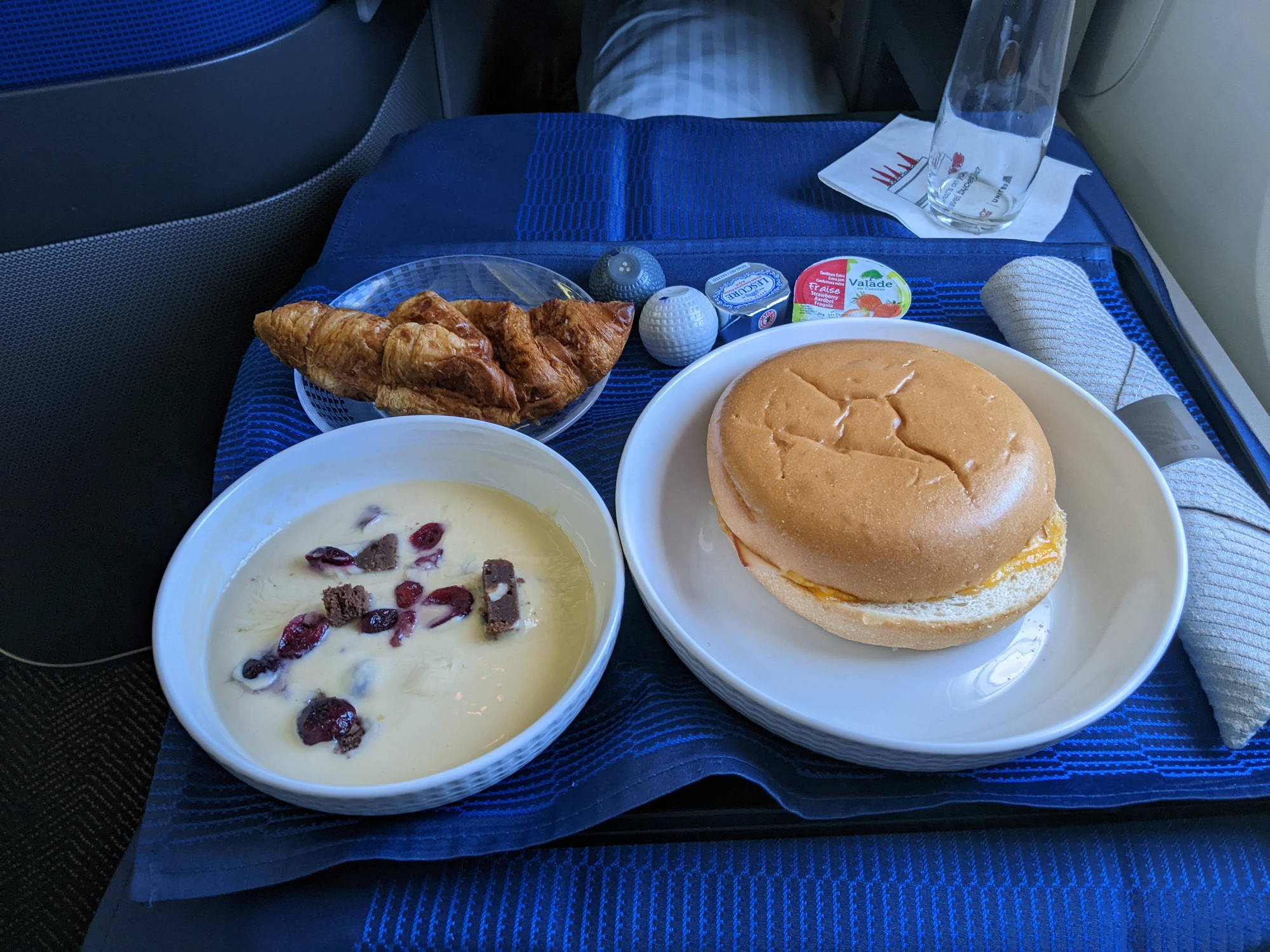 a plate of food on a tray