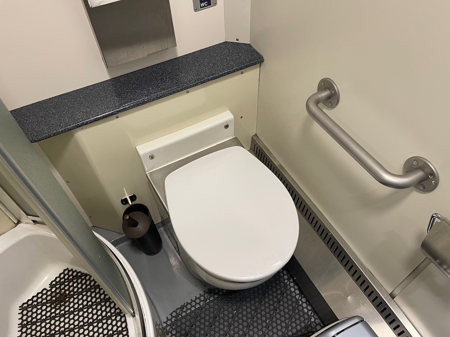 a toilet in a bathroom