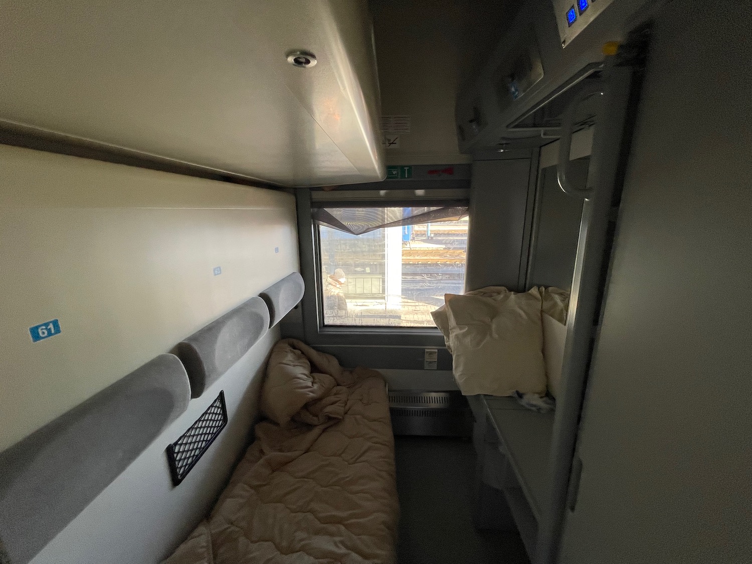 a bed in a train