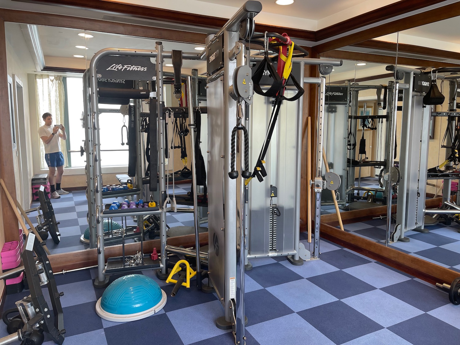 a gym with exercise equipment