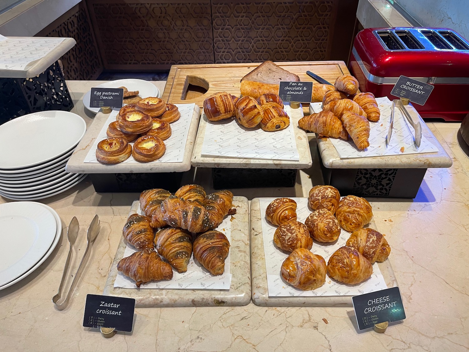 a table with different types of pastries