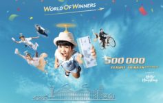 a boy flying in the air with a ticket and other people flying